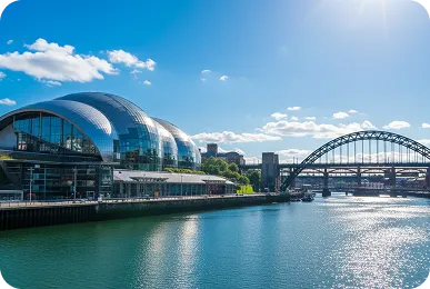 Newcastle Harbour view featuring Honeysuckle precinct and harbour bridge, NSW Australia