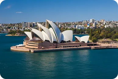 Sydney Opera House overlooking Sydney Harbour, New South Wales, Australia